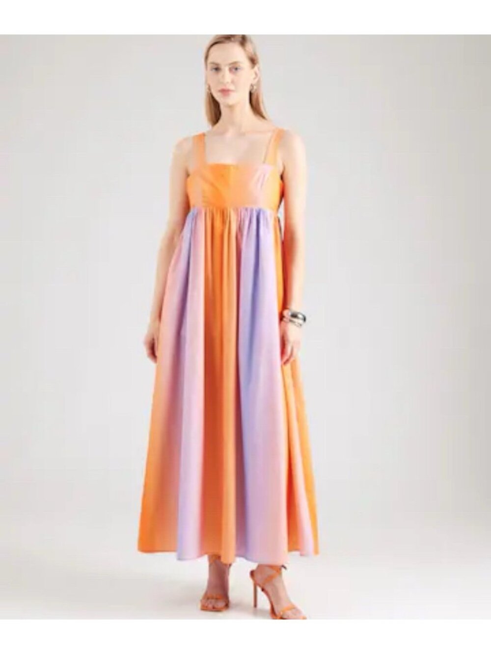 FRNCH Elegant Orange Maxi Dress Alyssa Sunset Women’s XS Orange Purple Umpire